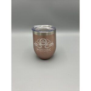 Stemless Wine Tumbler 1980 Coffee Travel Mug Lid Rose Vtg. To Perfection Flaw